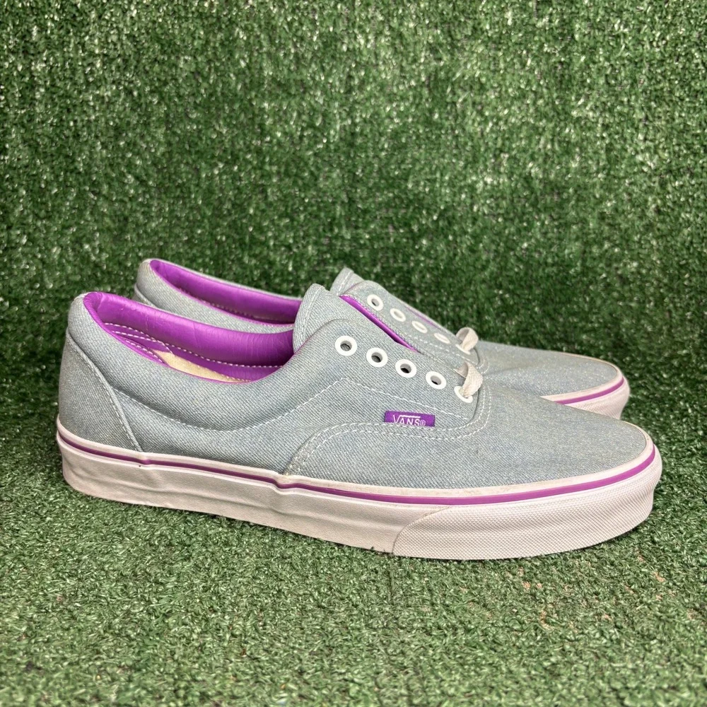NEW Vans Era Denim Waffle Sole Skateboarding Sneaker Blue Purple Mens Size 10